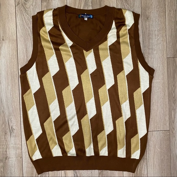 Michael Irvin Playmaker Brown Sweater V-Neck Golf Vest - Picture 1 of 5